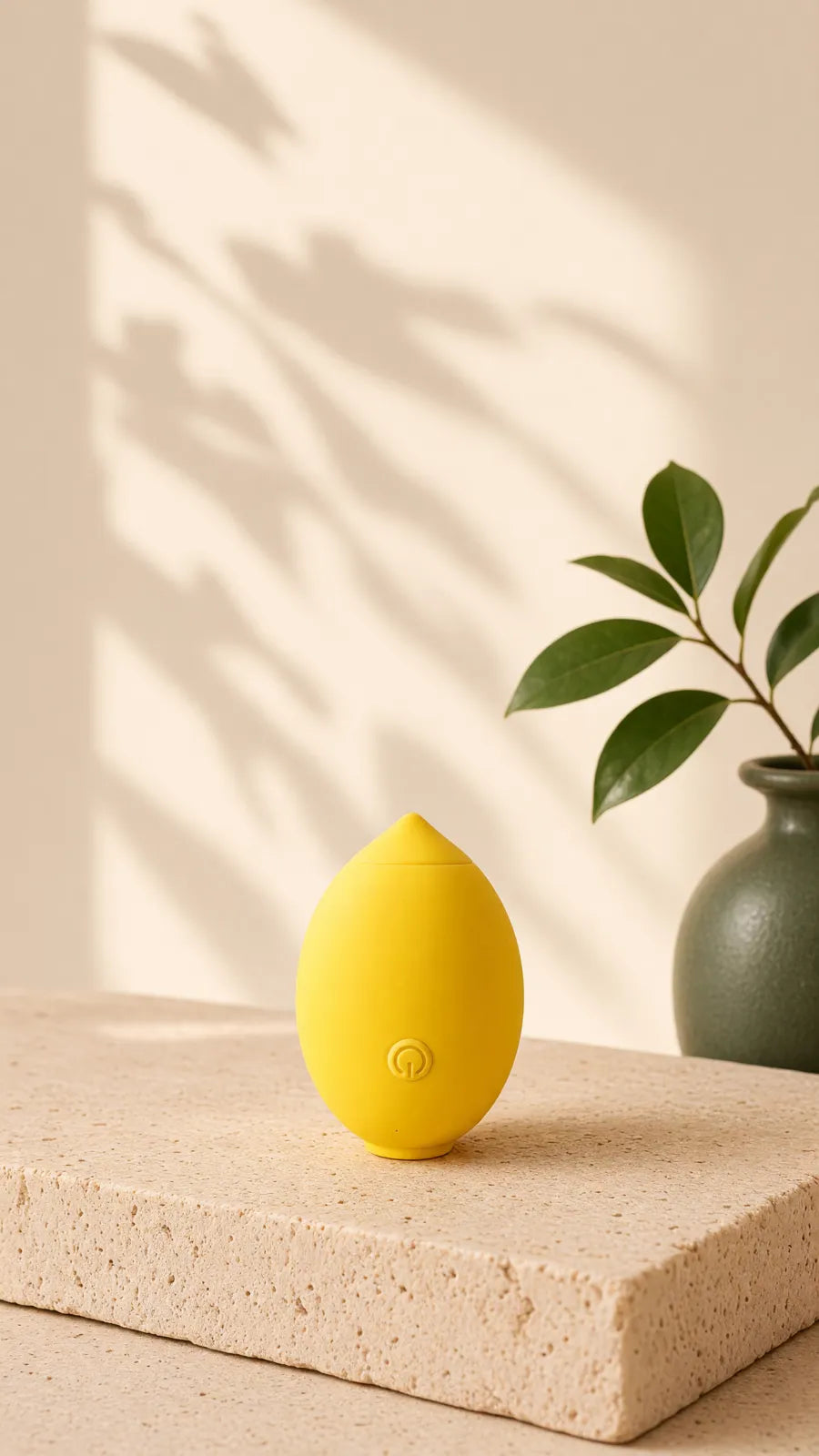 Zest posé sur une pierre claire, ombres de feuilles de citronnier